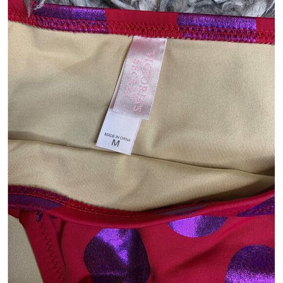 Victoria Secret Bikini 2 piece set Red with purple metallic dots size Medium - Picture 3 of 4